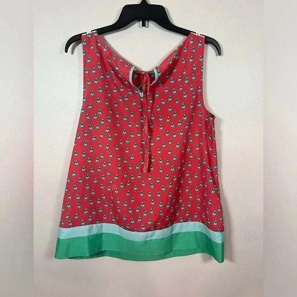 LOFT Coral and Green Parrot Print Sleeveless Shell Size M - Picture 2 of 5